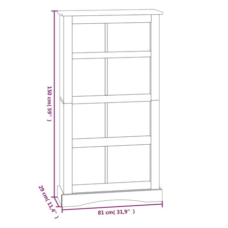 4-Tier Bookcase Mexican Pine Corona Range 80X29X