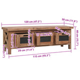 Tv Cabinet With 3 Drawers 120X30X40 Cm Solid Mahogany Wood