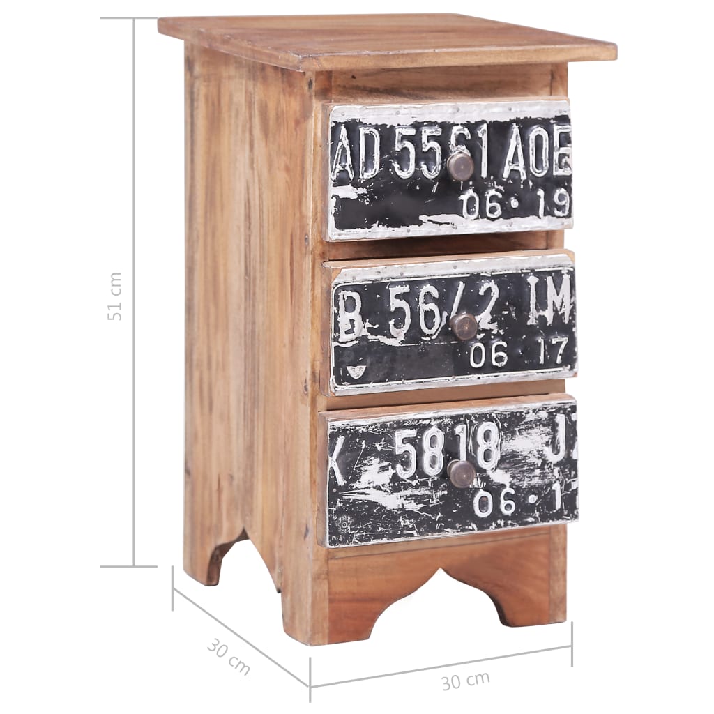 Bedside Cabinet 30X30X51 Cm Solid Mahogany Wood