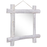 Log Mirror White 70x70 cm Solid Reclaimed Wood