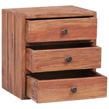 Bedside Cabinet With 3 Drawers 35X25X35 Cm Solid Mahogany Wood