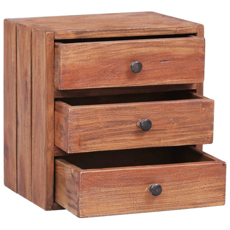 Bedside Cabinet With 3 Drawers 35X25X35 Cm Solid Mahogany Wood
