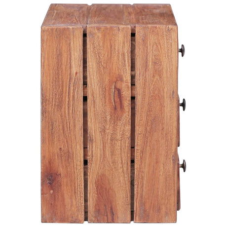 Bedside Cabinet With 3 Drawers 35X25X35 Cm Solid Mahogany Wood