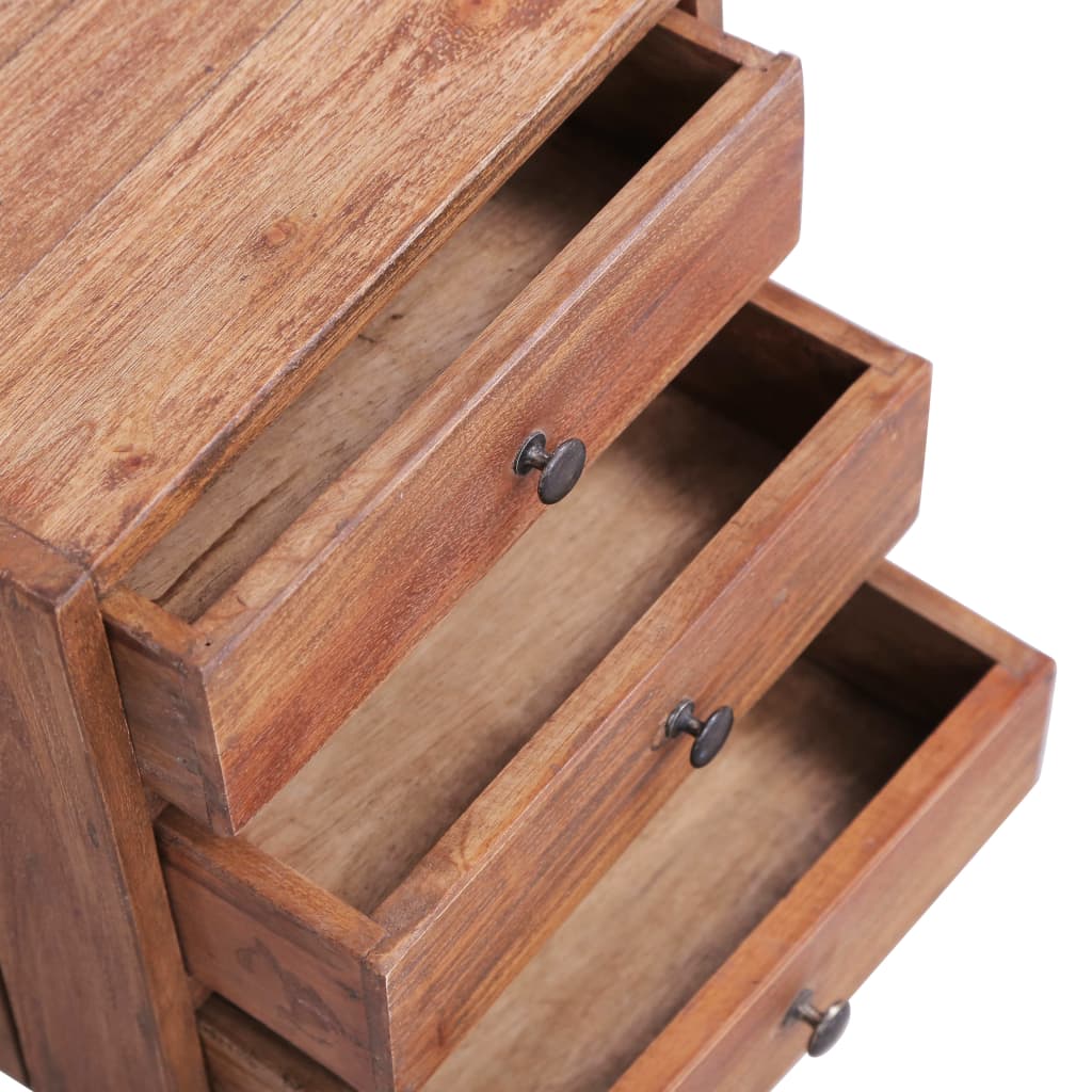 Bedside Cabinet With 3 Drawers 35X25X35 Cm Solid Mahogany Wood