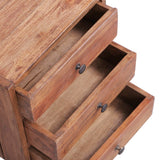 Bedside Cabinet With 3 Drawers 35X25X35 Cm Solid Mahogany Wood