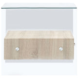 Coffee Table With Drawer 50X50X45 Cm Tempered Glass