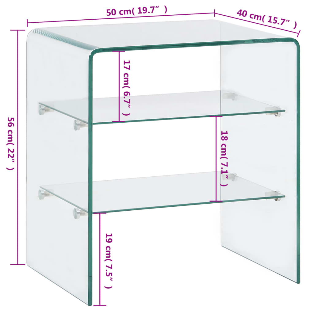 Coffee Table 50X40X56 Cm Tempered Glass