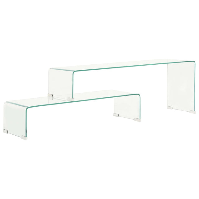 2 Piece Coffee Table Set 90X30X20/110X30X40 Cm Tempered Glass