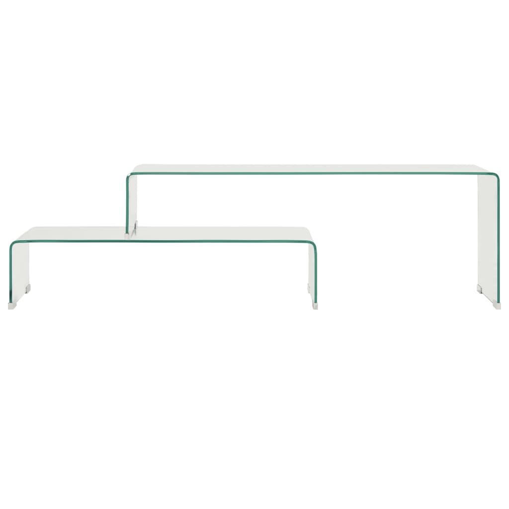 2 Piece Coffee Table Set 90X30X20/110X30X40 Cm Tempered Glass