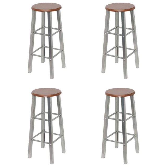 Bar Stools 4 Pcs Silver And Brown Mdf