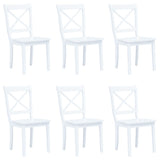 Dining Chairs 6 Pcs White And Light Wood Solid Rubber Wood