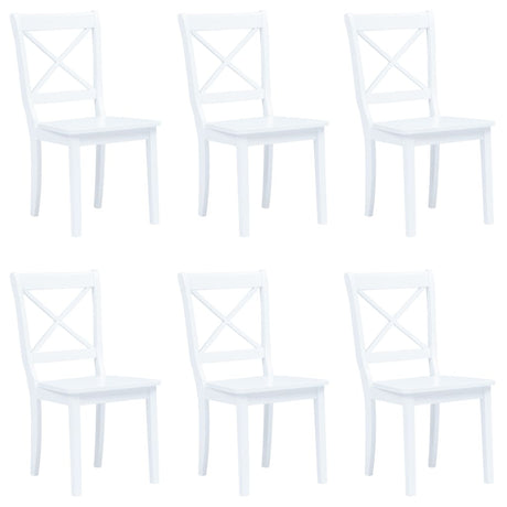 Dining Chairs 6 Pcs White And Light Wood Solid Rubber Wood