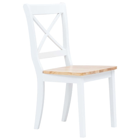 Dining Chairs 6 Pcs White And Light Wood Solid Rubber Wood