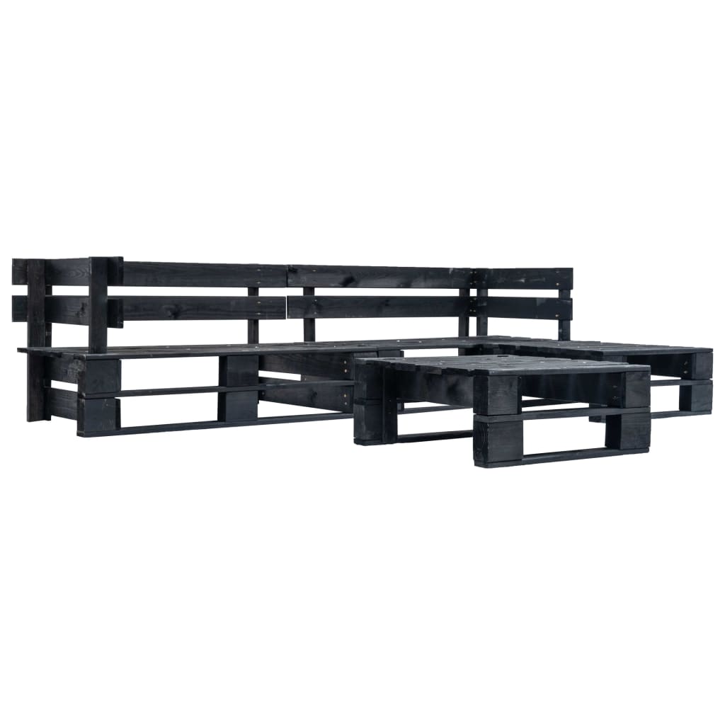 4 Piece Garden Pallets Lounge Set Wood
