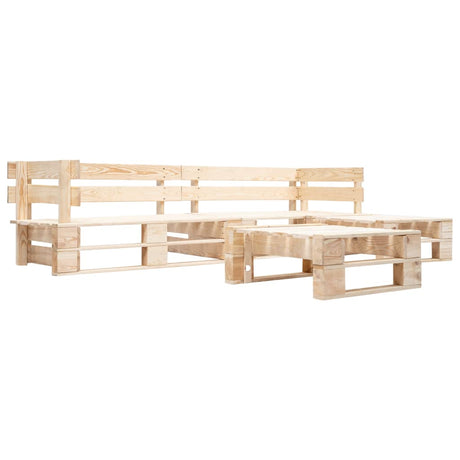 4 Piece Garden Pallets Lounge Set Wood