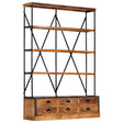 4-Tier Bookcase With 6 Drawers 122X36X181 Cm Solid Mango Wood