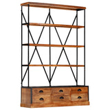 4-Tier Bookcase With 6 Drawers 122X36X181 Cm Solid Mango Wood