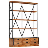 4-Tier Bookcase With 6 Drawers 122X36X181 Cm Solid Mango Wood