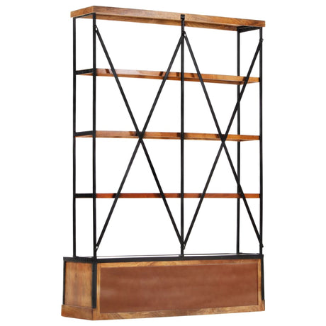 4-Tier Bookcase With 6 Drawers 122X36X181 Cm Solid Mango Wood