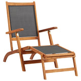 Outdoor Deck Chair With Table Solid Wood Acacia And Textilene