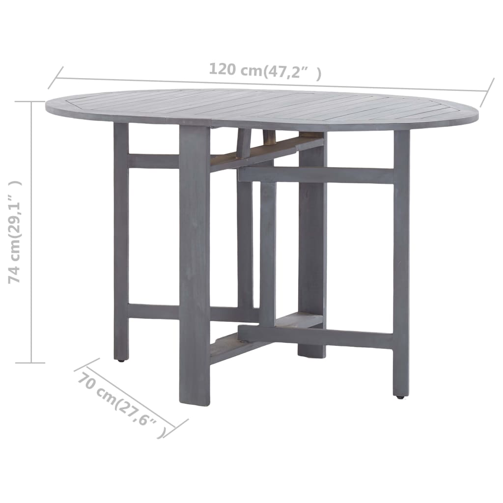 Garden Table Grey 120X70X74 Cm Solid Acacia Wood