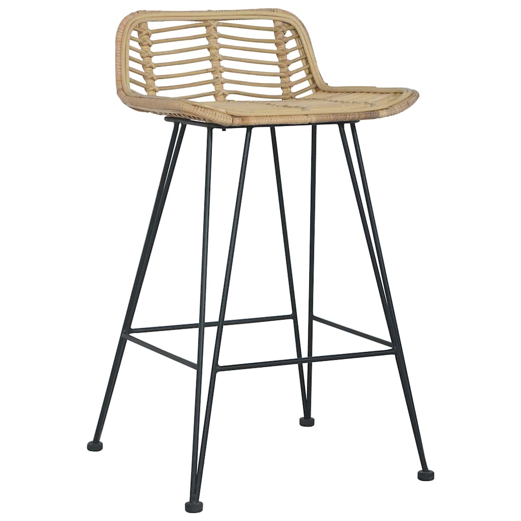 Bar Chairs 2 Pcs Natural Rattan