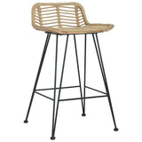 Bar Chairs 2 Pcs Natural Rattan