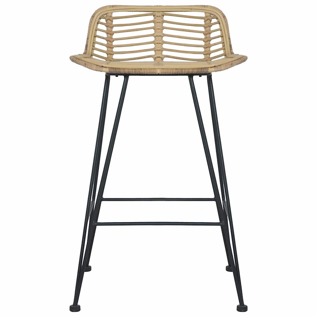 Bar Chairs 2 Pcs Natural Rattan