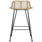 Bar Chairs 2 Pcs Natural Rattan