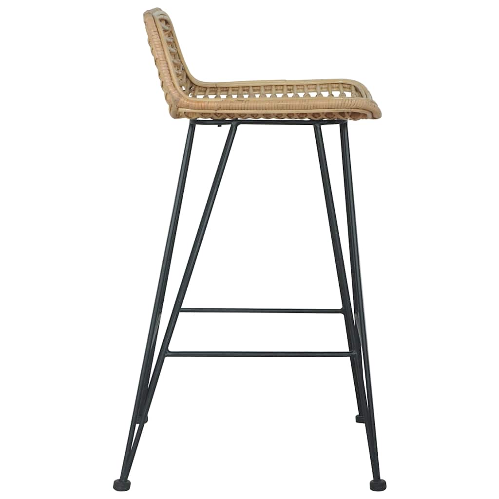 Bar Chairs 2 Pcs Natural Rattan