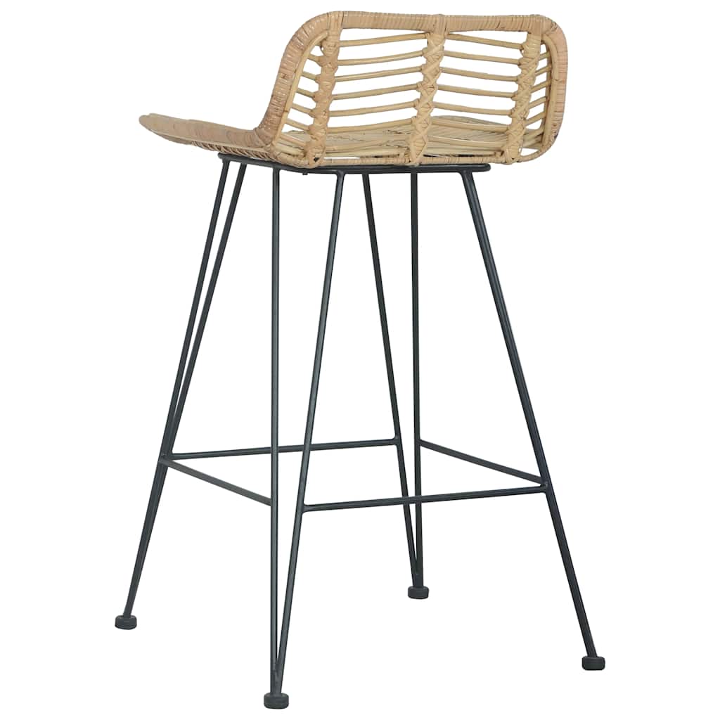 Bar Chairs 2 Pcs Natural Rattan