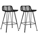 Bar Chairs 2 Pcs Natural Rattan