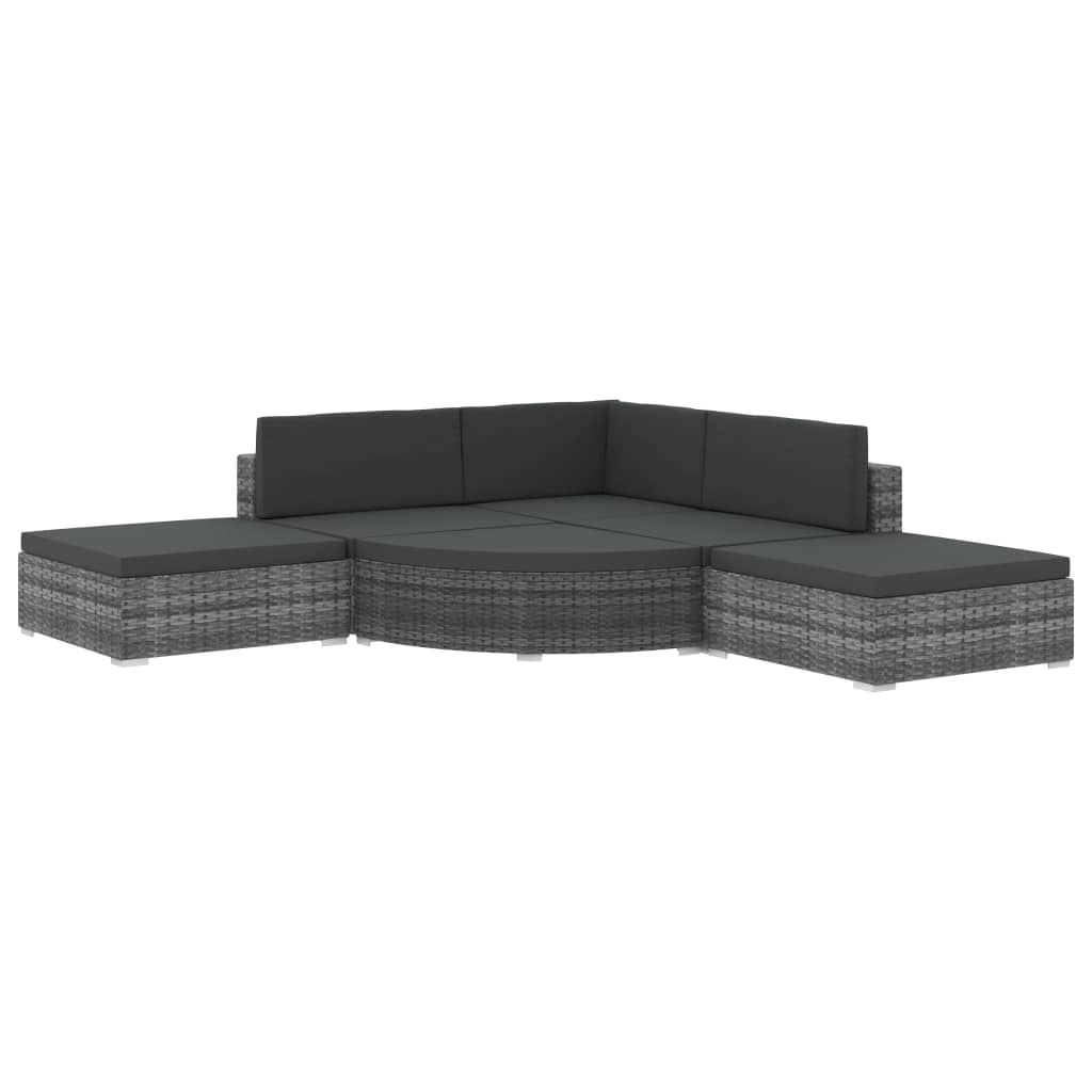 6 Piece Garden Lounge Set With Cushions Poly Rattan