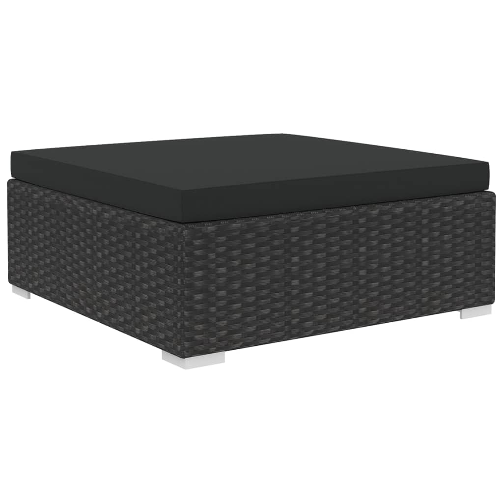 5 Piece Garden Lounge Set With Cushions Poly Rattan Black