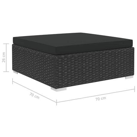 5 Piece Garden Lounge Set With Cushions Poly Rattan Black