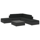 6 Piece Garden Lounge Set With Cushions Poly Rattan Black
