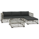 5 Piece Garden Lounge Set With Cushions Poly Rattan Grey