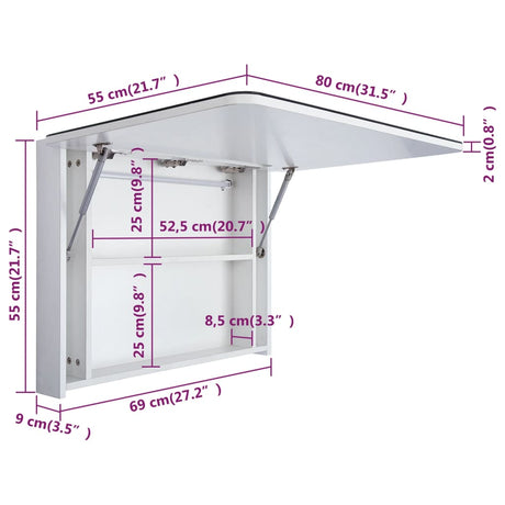 Led Bathroom Mirror Cabinet 80X9.5X55 Cm