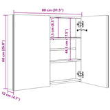 Led Bathroom Mirror Cabinet 80X12.2X68 Cm
