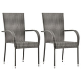 Stackable Outdoor Chairs 2 Pcs Poly Rattan