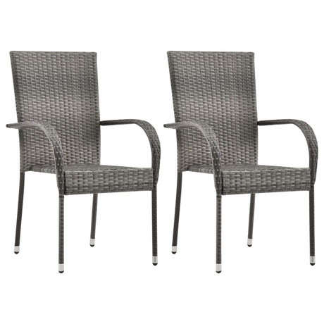 Stackable Outdoor Chairs 2 Pcs Poly Rattan
