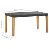 Garden Bench 120 Cm Poly Rattan And Solid Acacia Wood