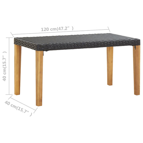 Garden Bench 120 Cm Poly Rattan And Solid Acacia Wood