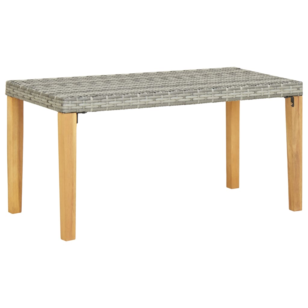 Garden Bench 120 Cm Poly Rattan And Solid Acacia Wood