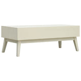Coffee Table With 2 Drawers Carving Grey 110X50X40 Cm Wood