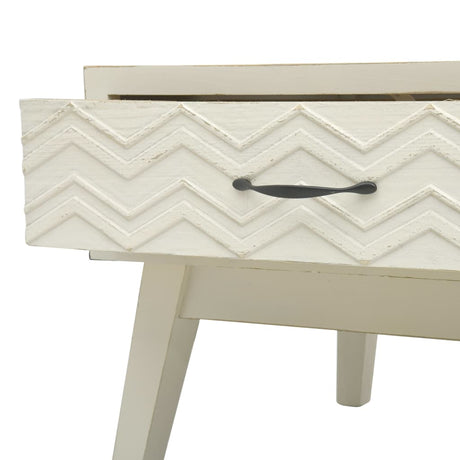 Coffee Table With 2 Drawers Carving Grey 110X50X40 Cm Wood