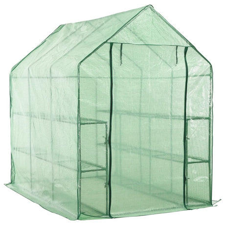 Walk-In Greenhouse With 12 Shelves Steel 143X214X196 Cm