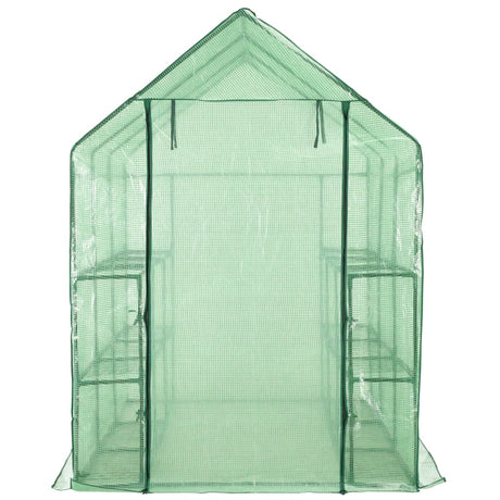 Walk-In Greenhouse With 12 Shelves Steel 143X214X196 Cm