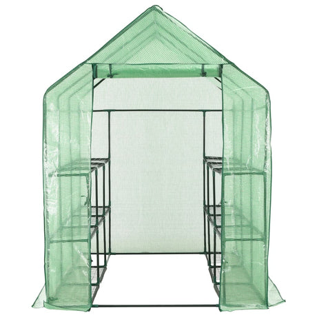 Walk-In Greenhouse With 12 Shelves Steel 143X214X196 Cm