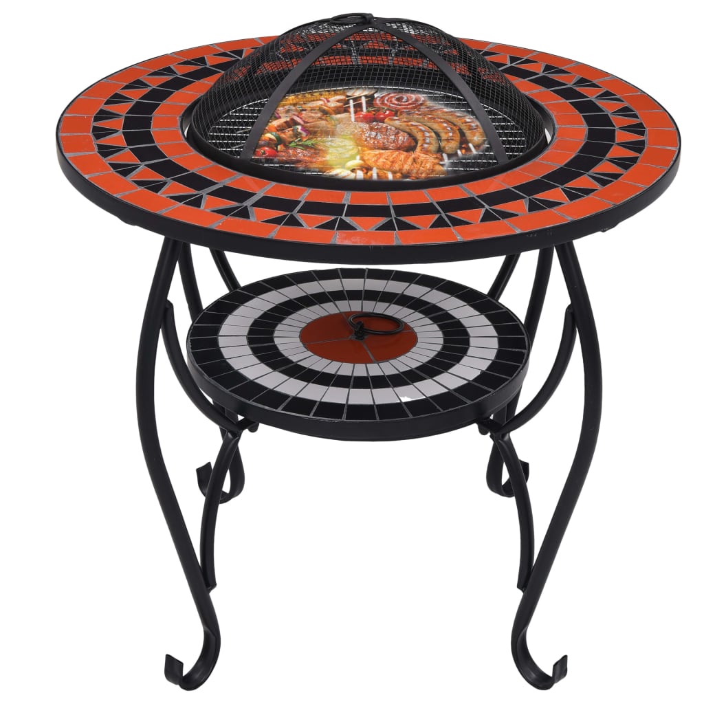 Mosaic Fire Pit Table 68 Cm Ceramic